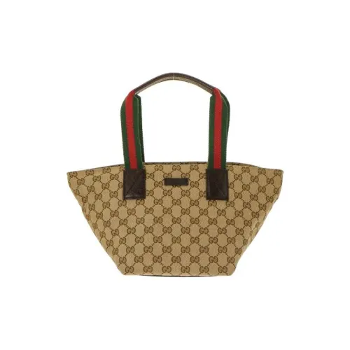 GUCCI Canvas с кожаными вставками сумка-пельмени холщовая сумка женская цвет эбеновое дерево и коричневый