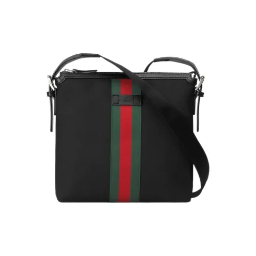 GUCCI Canvas с кожаными вставками холщовая сумка курьерская сумка сумка через плечо маленькая мужская черная