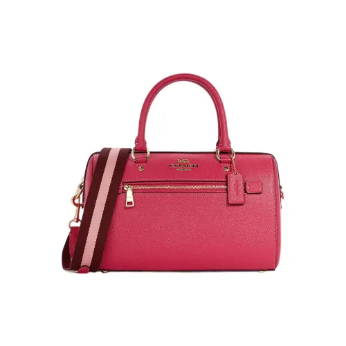 COACH Rowan Текстурированная кожа Крестовая подушка Сумка через плечо Сумка на плечо Сумка Большая Женская Розовая