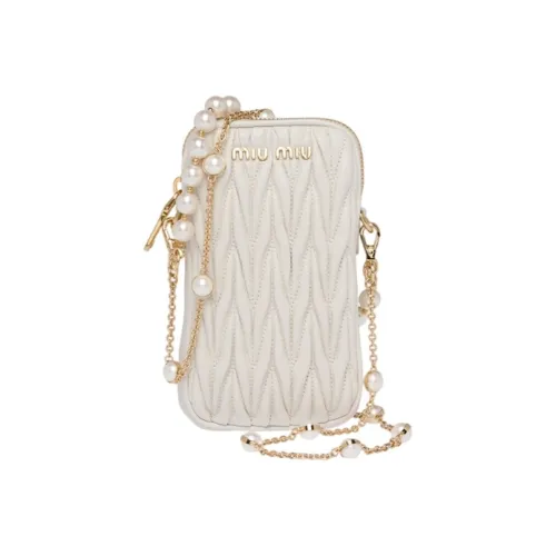 MIU MIU Мателасе Овчина Чехол для телефона Сумка через плечо Мини Женская Белая