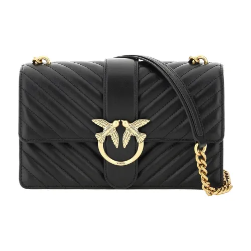 PINKO Quilt Овчина Swallow Сумка Сумка через плечо Женская Черная