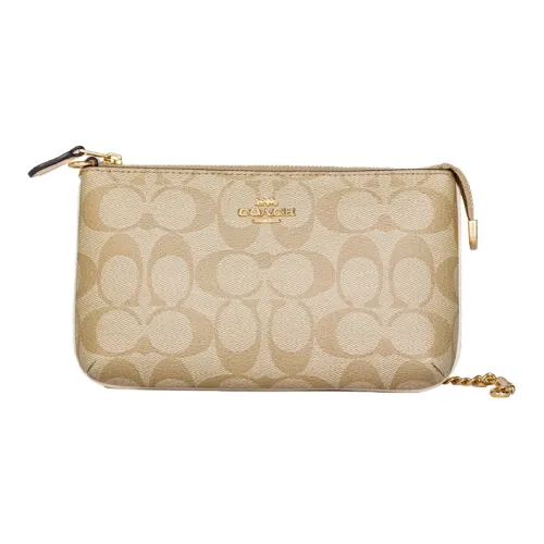 COACH Wristlet Холст с кожей Маленькая сумочка через плечо сумка-браслет клатч большой женский хаки