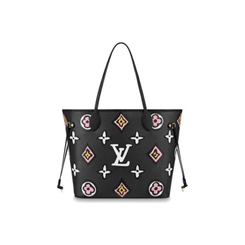 LOUIS VUITTON NEVERFULL Холст Плечевая Сумка Средняя Женская Черная