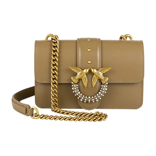 PINKO Сумка через плечо из коровьей кожи мини женская оливкового цвета