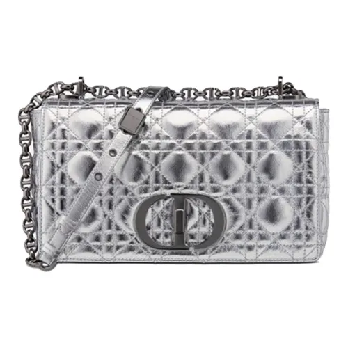 DIOR Caro Коровья кожа Сумка через плечо Средняя Серебряная