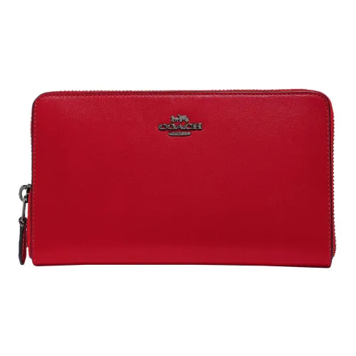 COACH Continental Wallet Гладкая коровья кожа Кошелек Женские Красный