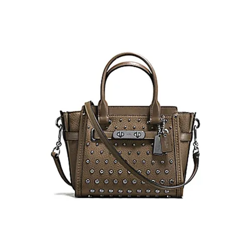 COACH Swagger Кожа Сумка Маленькая Женская Коричневая