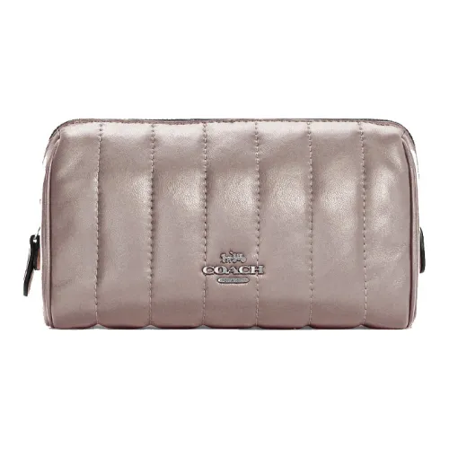 COACH Cosmetic Кожа Клатч Маленький Женский Стираемый Светло-Розовый