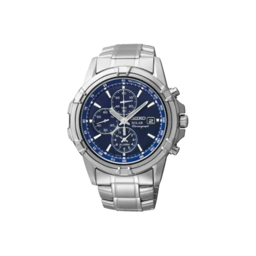 SEIKO Solar Кварц Механизм Нержавеющая Сталь Ремешок Часы Мужские Синий Циферблат SSC141P1