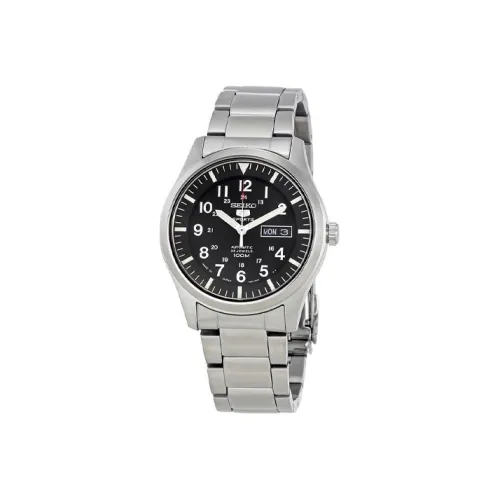 SEIKO Series 5 Автоматический Механический Механизм Нержавеющая Сталь Ремешок Часы Мужские Черный Циферблат