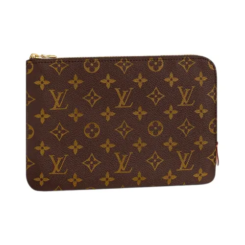 LOUIS VUITTON Покрытие Холст Кожаная Вставка Сумка Клатч Маленькая Женская Коричневая