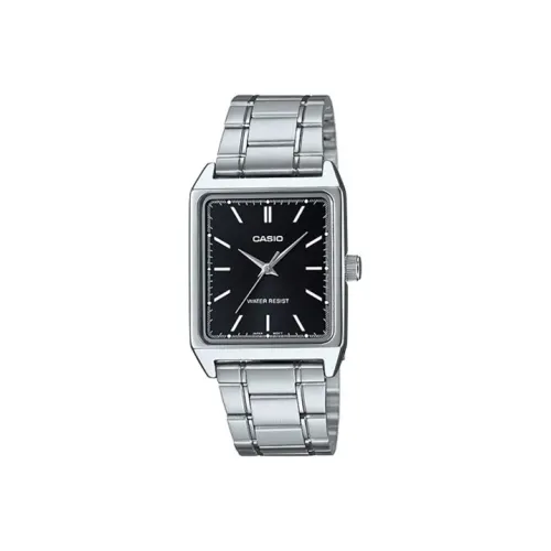 CASIO Standard Series Small Block Кварцевый механизм Нержавеющая сталь Ремешок Часы Женские Черный циферблат