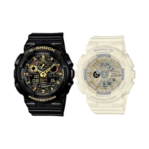 CASIO Парные часы Коллекция GA BA Коллекция Кварцевый механизм Часы Унисекс Черный циферблат GA 100CF 1A9+BA 110GA 7A2PR