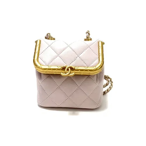 CHANEL Sheepskin And Gold Handbag Box Bag Small Women's Tarot Purple