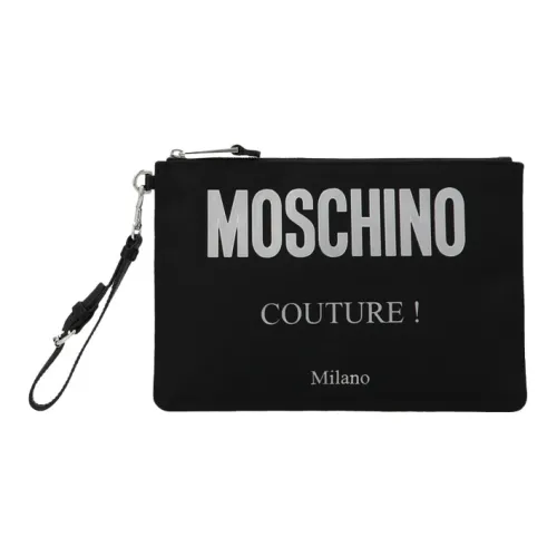 MOSCHINO Полиэстер Кожа Клатч Большой Унисекс Черный