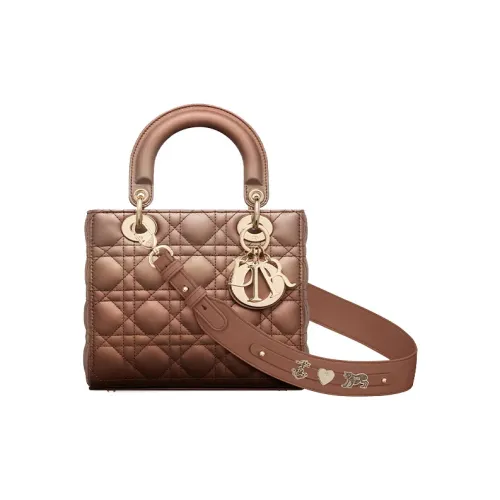 DIOR Lady Dior My ABCDior Овчина Одно плечо Сумка Женская Градиентный Металлический Розовый