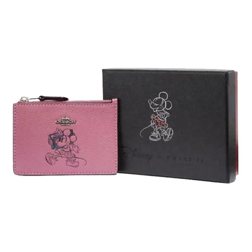 COACH Disney Mini Id Skinny кожаный держатель для карт женский розовый