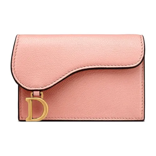 DIOR Saddle Sheepskin Card Holder Women's Angel Pink DIOR Седло Овчина Картхолдер Женские Ангел Розовый