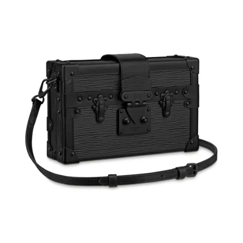 LOUIS VUITTON PETITE MALLE с коровьей кожей и овчиной сумка для коробок сумка через плечо женская черная