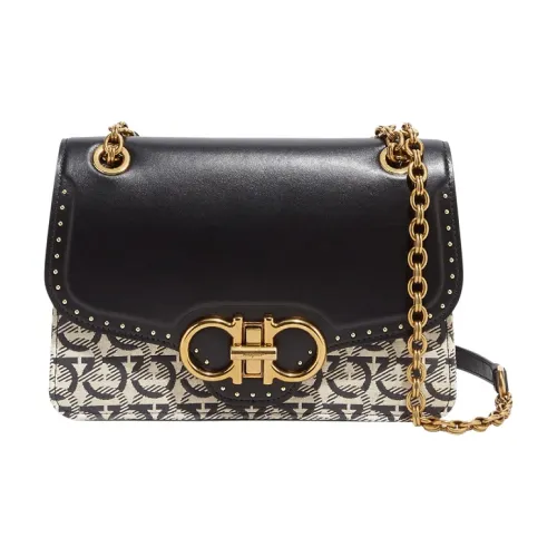 FERRAGAMO GANCINI Коровья кожа Сумка через плечо Женская Черная