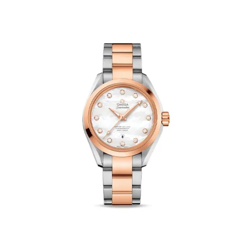OMEGA Автоматический механический механизм Женские AQUA TERRA 150 метров Часы 34 мм Жемчужная раковина Цвет