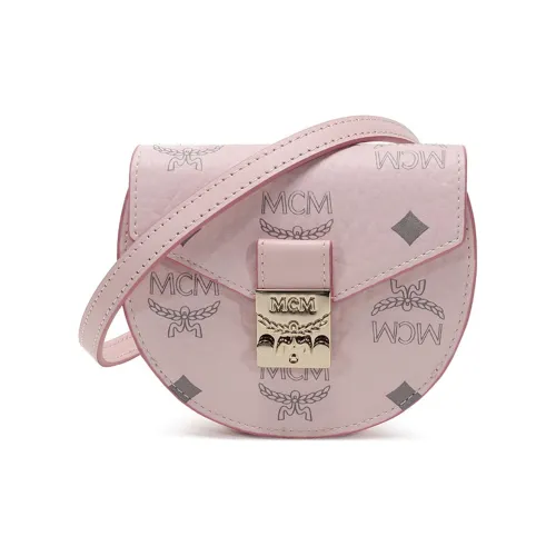 MCM Patricia Visetos Кожа Седло Сумка Сумка через плечо Монетница Маленький Женский Розовый