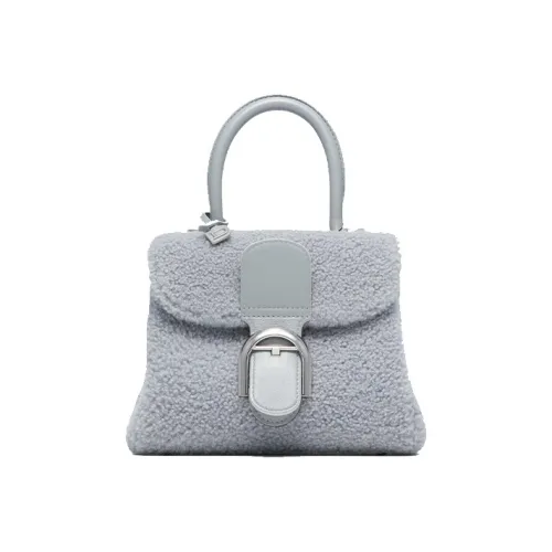 Delvau Brillant Мягкая шерсть пэчворк телячья кожа сумка через плечо сумка мини женская ледяной серый