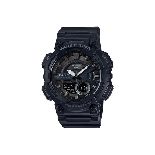 CASIO Юность Standard Series Little Черный Warrior Кварцевый Механизм Резиновый Ремешок Часы Мужские Черный Циферблат