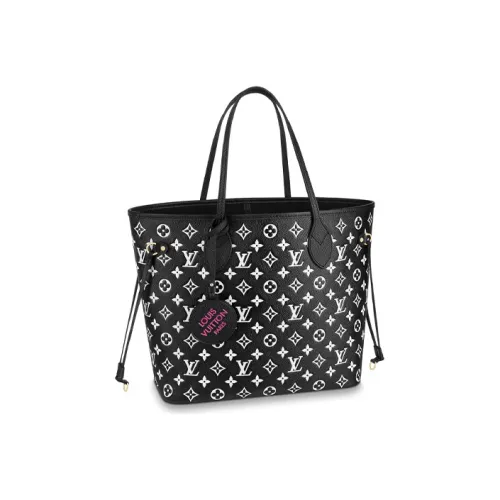 LOUIS VUITTON NEVERFULL Коровья кожа Тоут Сумка Сумка для покупок Комбинированная сумка Сумка Сумка через плечо Женская Черная