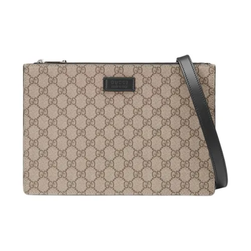 GUCCI Canvas с кожаными вставками клатч сумка через плечо унисекс цвет эбеновое дерево черный