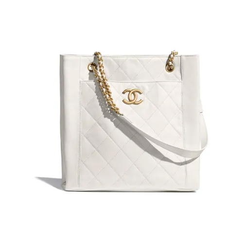 CHANEL Телячья кожа Тоут Сумка Сумка для покупок Сумка через плечо Маленькая Женская Белая