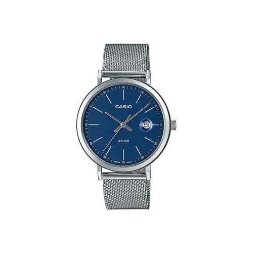 CASIO Standard Series Кварцевый механизм Нержавеющая сталь Ремешок Часы Мужские Синий циферблат MTP E175M 2EVDF