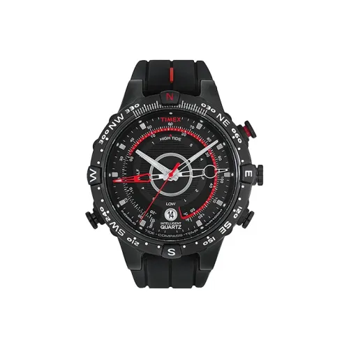 TIMEX Наручные часы Кварцевый механизм Силиконовый ремешок 45 мм Черный циферблат Мужские часы