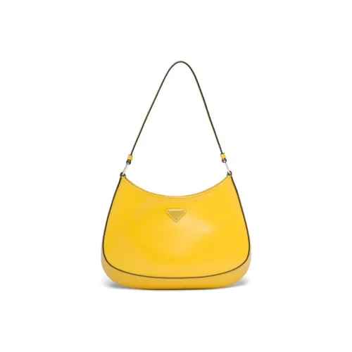 PRADA Cleo Блестящая кожа сумка через плечо женская желтая