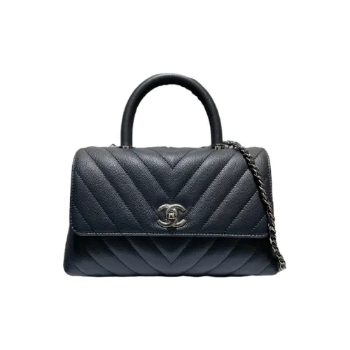 CHANEL Coco Handle Коровья кожа Сумка через плечо Сумка Женская Серый