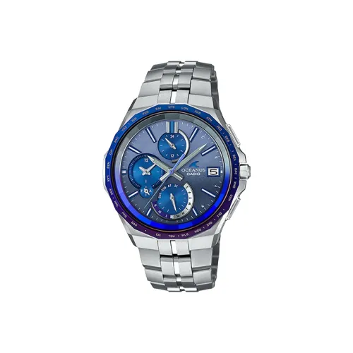CASIO OCEANUS Collection Poseidon 5000 Кварцевый механизм Титан Ремешок Часы Мужские Циферблат Синий
