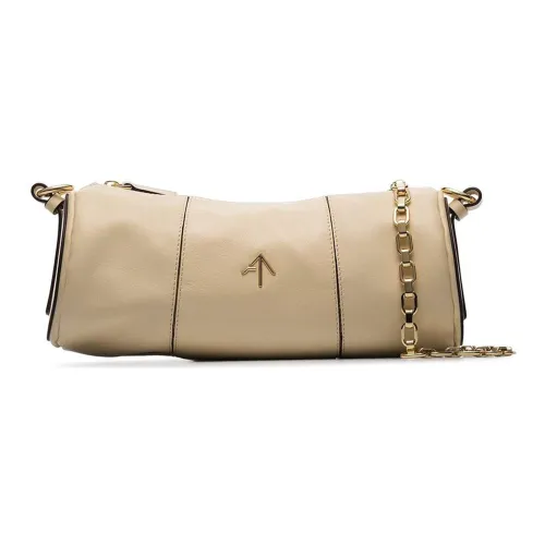 Manu Atelier Цилиндр Кожа Стрелка Сумка Сумки через плечо Сумка на плечо Женская Бежевая