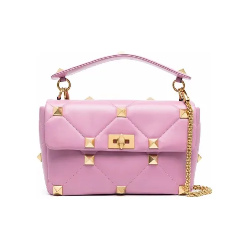 Valentino Roman Stud Овчина Сумка через плечо Женская Розовая