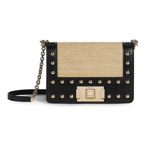 Furla Mimi Collection Сумка через плечо из коровьей кожи с тканью мини женский ярко-золотой