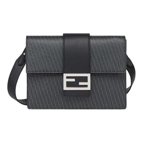 FENDI Baguette Кожа Сумка через плечо Средний Мужской Черный Серый