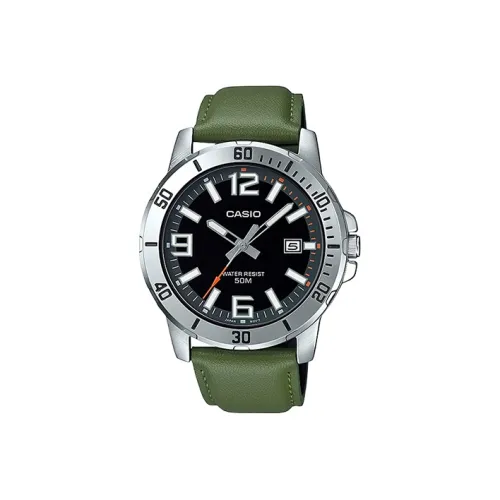 CASIO Standard Series Кварцевый механизм Кожа Нержавеющая сталь Ремешок Часы Мужские Черный циферблат