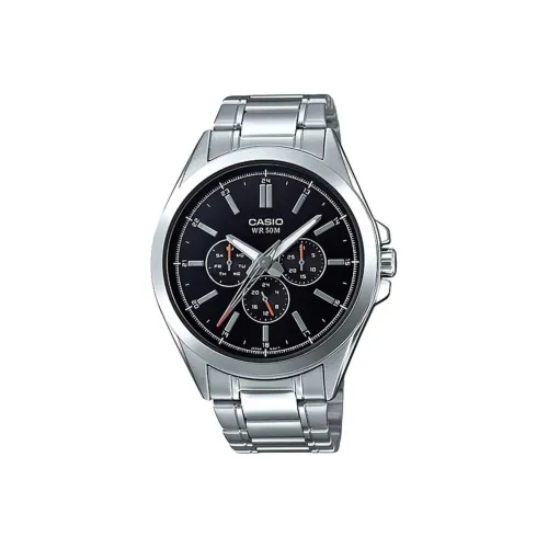 CASIO Кварцевый механизм ремешок из нержавеющей стали мужские часы черный циферблат