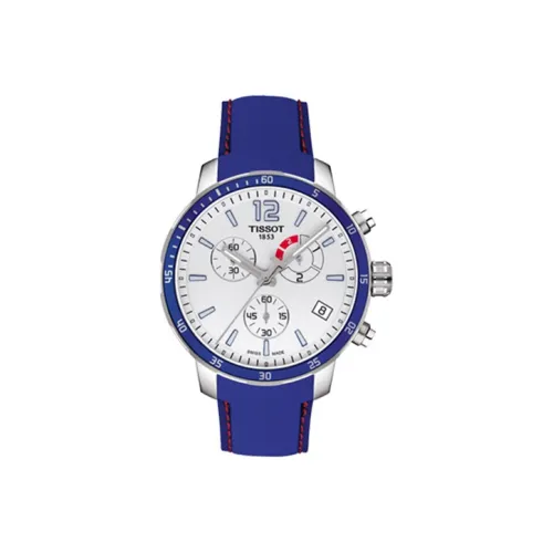 TISSOT Time Jog Collection Кварцевый механизм Мужские часы Часы 42 мм Белый циферблат Корпус из нержавеющей стали Силиконовый ремешок