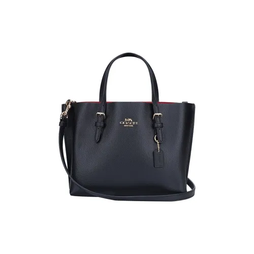 COACH Коровья кожа Тоут Сумка Сумка для покупок Сумка через плечо Сумка среднего размера Женская Черная