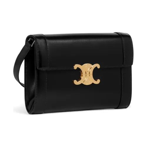 CELINE Triomphe Arc De Triomphe Блестящая сумка из коровьей кожи на плечо переносная сумка через плечо большая женская черная