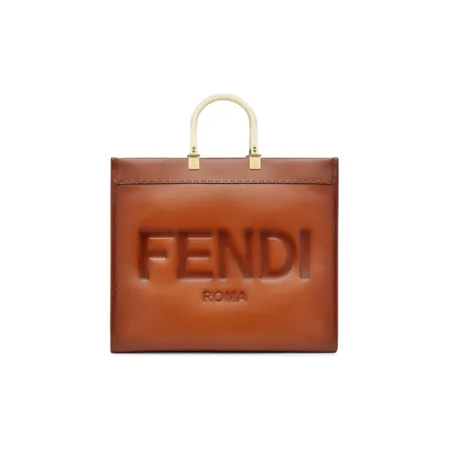 FENDI Sunshine Кожа Sunshine Сумка Тоут Сумка Сумка для покупок Сумка Большая Унисекс Коричневый