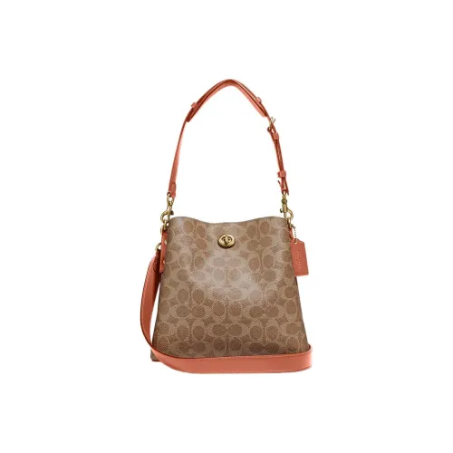 COACH Willow Коровья кожа Сумка Сумка через плечо Сумка через плечо Стандартная Женская Апельсин Розовый Коричневый