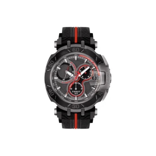 TISSOT Race Collection Кварцевый механизм Мужские часы Циферблат 45,25 мм Черный корпус из нержавеющей стали