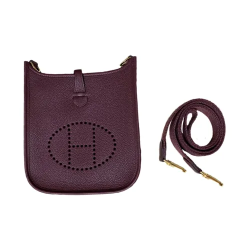 HERMES Evelyne Сумка через плечо из коровьей кожи Мини Женская Бордо Бургунди