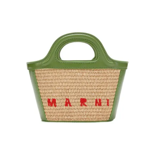 MARNI Сумка из ткани с коровьей кожей корзинка сумка через плечо маленькая сумка женская зеленый коричневый